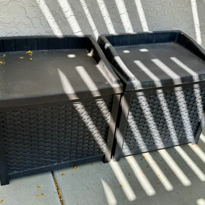 (2) Suncast Outdoor Storage Bins