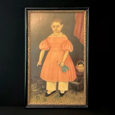 Vintage Style Painting Of A Girl With Doll