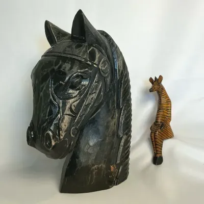 Hand- Carved Wooden Horse Head And More