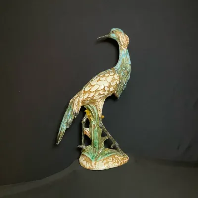 Italian Ceramic Blue Crane Sculpture No.1