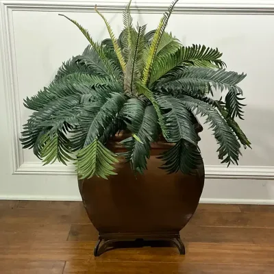 Copper Planter Faux Palm
