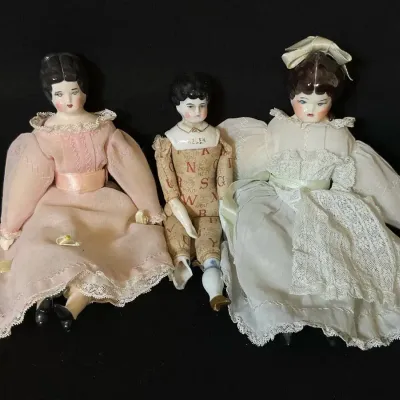 Lot Of 3 Small Porcelain China Head Dolls