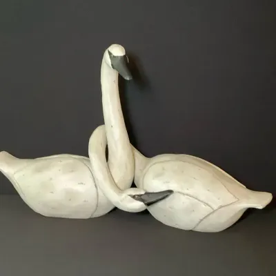 Expo Hand Carved Wooden Swans