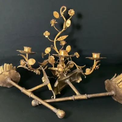 Gilt Tole Wall Sconces