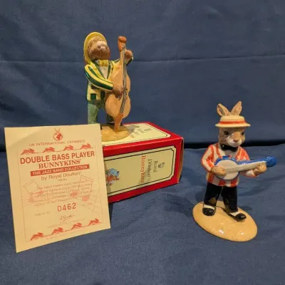 Royal Doulton Bunnykins Jazz Band Double Bass & Banjo Players – Boxed LE