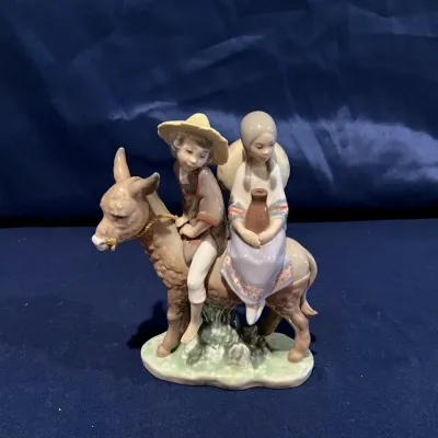 Retired Lladro “Ride in the Country” Boy & Girl on Donkey Figurine No. 5354