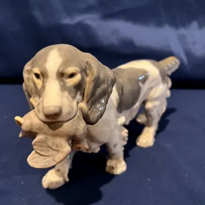 Bing & Grondahl Denmark Spaniel with Game Bird Porcelain Figurine No. 2061