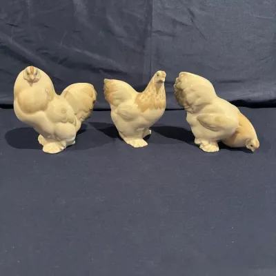 Lladro Hand Made in Spain Porcelain Chicken Figurines - Set of 3
