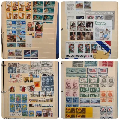 ​Vintage US Stamp Collection Lot: 3 Stock Binders - Mint Sheets, Plate Blocks & Commemoratives
