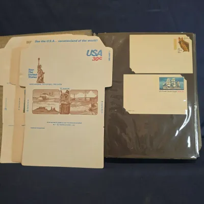Vintage US Postal Stationary Collection – Album of Pre-Stamped Envelopes & Aerogrammes