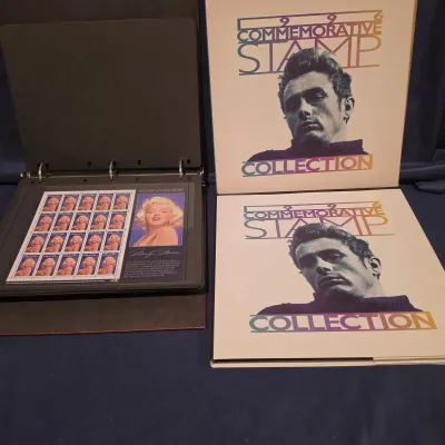 ​USPS Commemorative Mint Stamp Sheets Binder, 1996 Hardcover Album w/ Slipcase & Ephemera