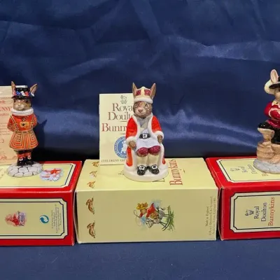 Royal Doulton Bunnykins British Royalty Figurine Lot of 3 w/ Boxes & COA