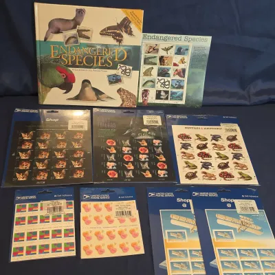 USPS Vintage Commemorative Stamp Lot - Sealed Endangered Species Book, Aviation & Wildlife Sheets