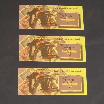 Trio of 1997 US Fish & Wildlife Federal Duck Stamp Preview Cards