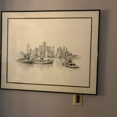 Boston skyline with harbor print 