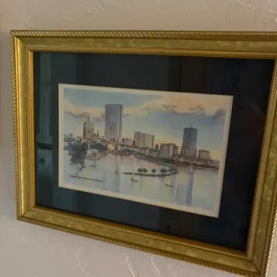 Boston Harbor matted print x2