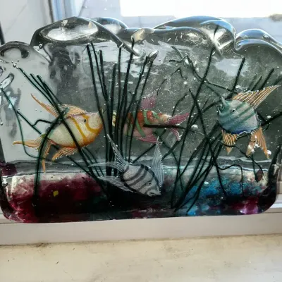 Heavy Art Glass Tropical Fish Aquarium Sculpture