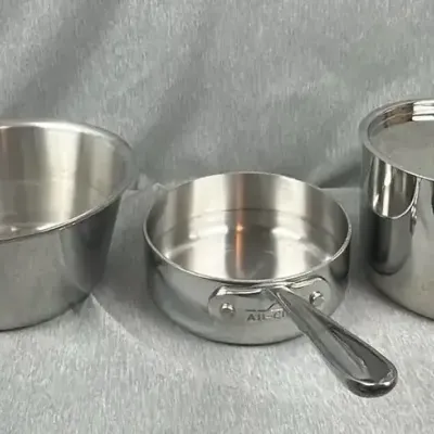 "ALL CLAD"  Professional Grade Stainless Steel Saucepans and Saucier- Three (3) with One (1) Lid 