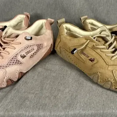 DBECK Suede Walking Shoes in Tan and Pink (Two Pairs) (Tan Size7.5) (Pink Size 8.5)