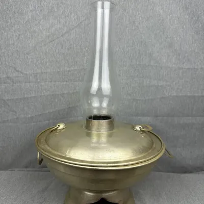 Purple Peach 24cm Metal Food Warmer Oil Lamp with Glass Chimney