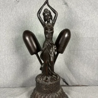 Figural Dancer Double-Light Accent Lamp With Bronze-Finish