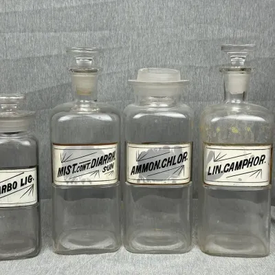 Whitall Tatum Co. Glass Apothecary Jars with Ground Stoppers