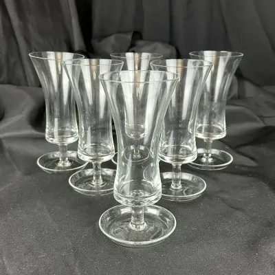 Set of Six Flared Trumpet Stemmed Glasses