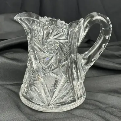 Brilliant Cut Glass Pitcher with Sawtooth Rim