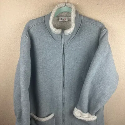 L Sherpa Coat by Denim And Company