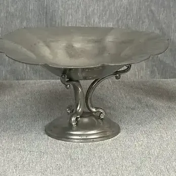 Vintage Pair (2) Pewter Double Candelabras by W.B. Mfg. Co. and one (1) Flagg & Homan Pedestal Bowl