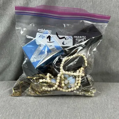 Treasure Bag !!!  Assorted Faux Pearl and Gold-Tone Costume Jewelry