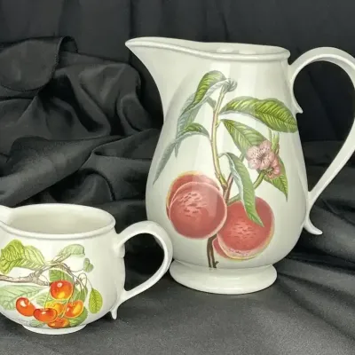 Portmeirion Pomona Fruit Illustrated Pitcher and Creamer
