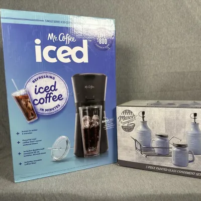 Mr. Coffee Iced Coffeemaker and Mason Craft 5- Piece Glass Condiment Set 