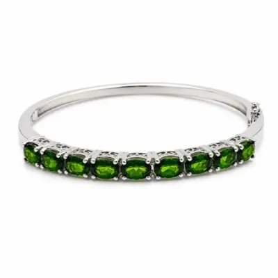 Sale Photo Thumbnail #13: Lot 13   
Sterling Silver Chrome Diopside Hinged Bangle Bracelet