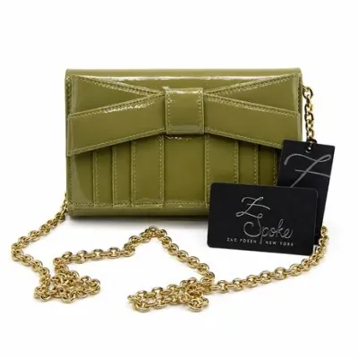 Sale Photo Thumbnail #11: Lot 11   
Zac Posen Patent Leather Olive Green Clutch