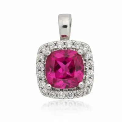 Sale Photo Thumbnail #4: Lot 04   
1.30 Carat Pink Tourmaline & White Sapphire Pendant