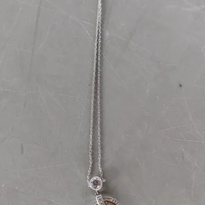 Sale Photo Thumbnail #172: Beautiful (Believe to be White Sapphire) necklace with larger dangling Solitaire.