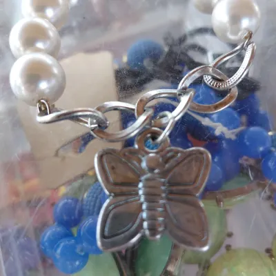 Sale Photo Thumbnail #201: Dangling Pearl Bead with Butterfly