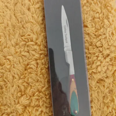 Cowboy Toothpick Knife in Display Box with Woodgrain Handle
