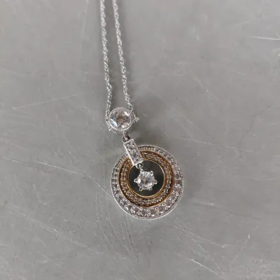 Sale Photo Thumbnail #175: Beautiful (Believe to be White Sapphire) necklace with larger dangling Solitaire.