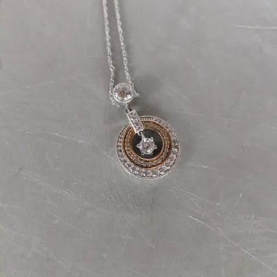 Sale Photo Thumbnail #174: Beautiful (Believe to be White Sapphire) necklace with larger dangling Solitaire.