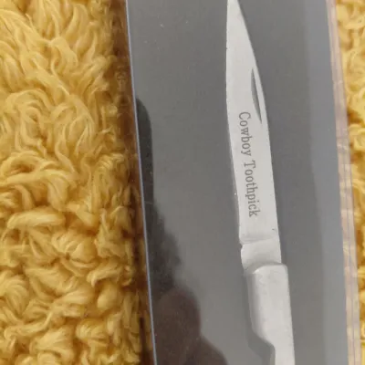 Cowboy Toothpick Knife in Display Box with Woodgrain Handle