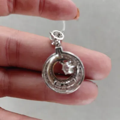 Sale Photo Thumbnail #177: Beautiful (Believe to be White Sapphire) necklace with larger dangling Solitaire.