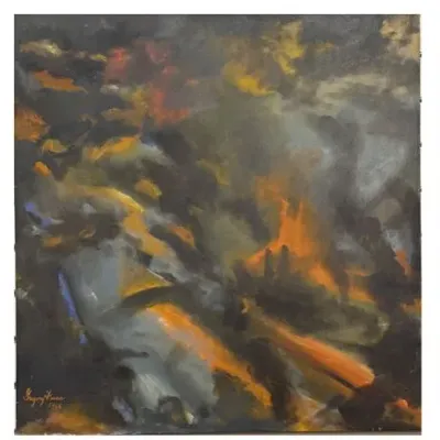 Sale Photo Thumbnail #53: Greg Fuss, 1968, "Steel City", Oil on Canvas