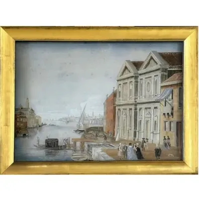 Sale Photo Thumbnail #159: 19th C Grand Tour Porcelain Plaque , Church of San Stae, Venice