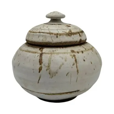 Sale Photo Thumbnail #91: Patti Schneider Signed Studio Pottery Lidded Jar, Ash-Glazed Stoneware