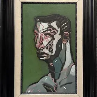 Sale Photo Thumbnail #49: Mid Century Male Portrait, Unsigned, Acrylic on Canvas