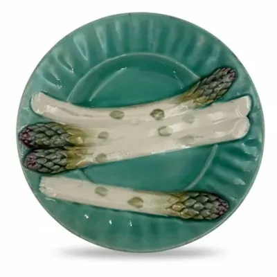 Sale Photo Thumbnail #130: Antique Luneville Majolica Asparagus Plate, French Barbotine