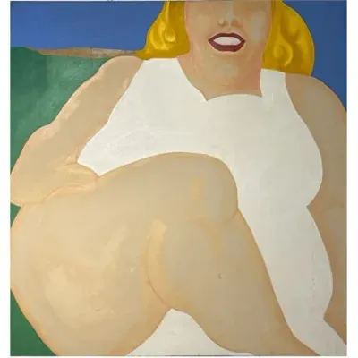 Sale Photo Thumbnail #18: Lot 018   
Pop Art, Sitting Woman, Unsigned, Oil on Canvas