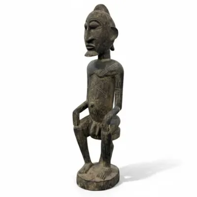 Sale Photo Thumbnail #182: Baule-Style Carved Wood Seated Male Figure, Ivory Coast